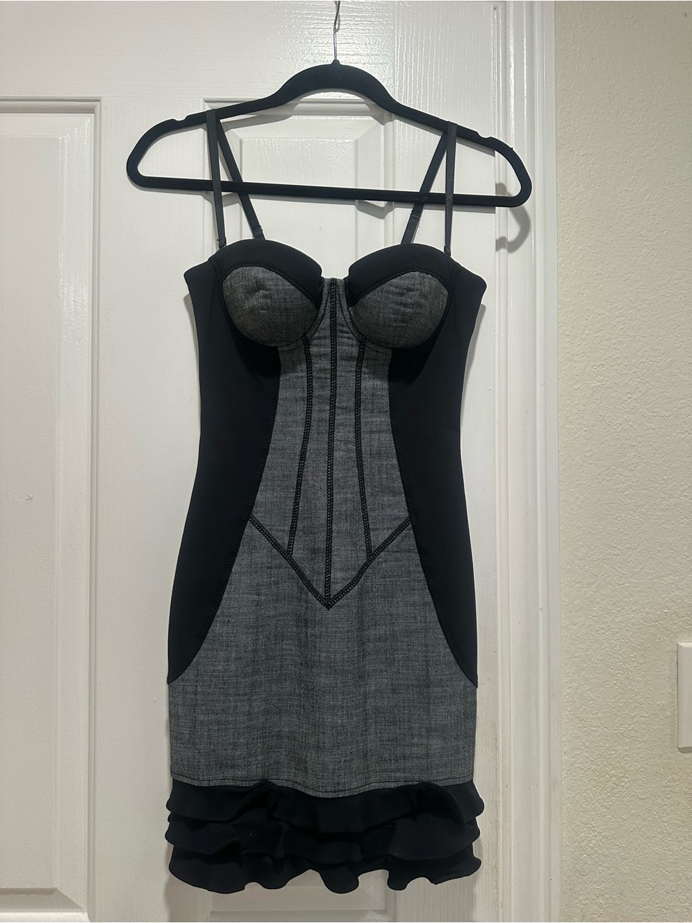 Guess by Marciano Black and Gray Bustier Slip Dress